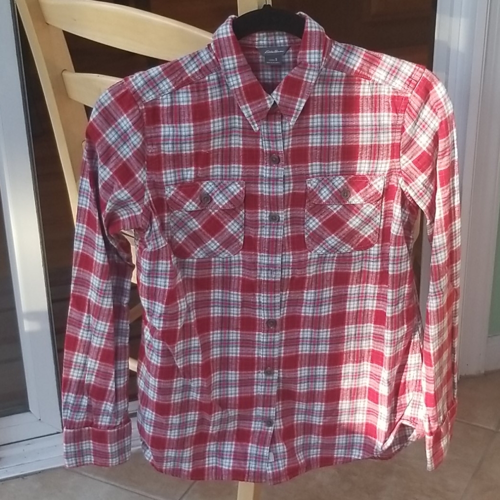 Eddie Bauer red plaid flannel shirt small